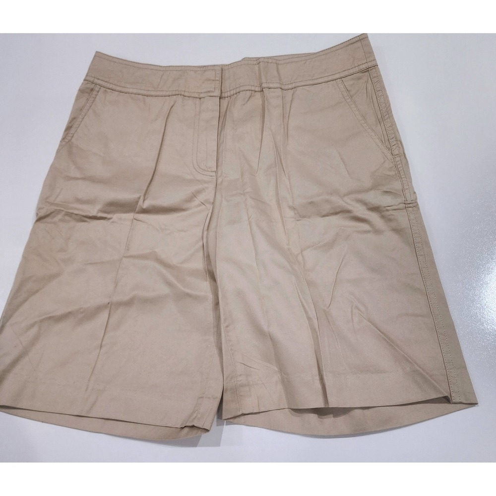 Saks‎ Fifth Avenue Threads Shorts Womens 10/30 Tan Bermuda 100%Cotton Flat Front